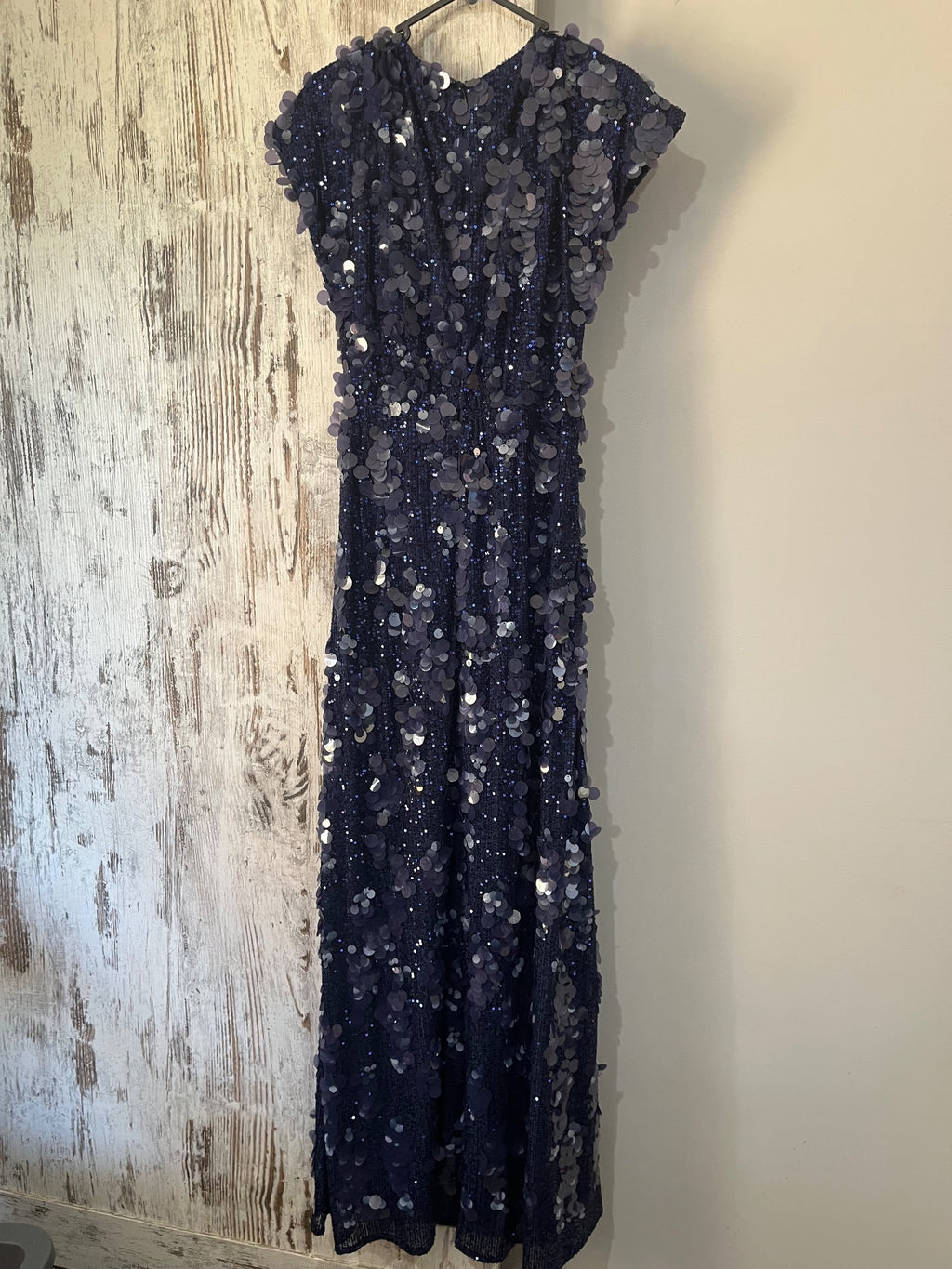 SAVEL Navy Blue Sequin Embellished Evening Gown 10 - Image 6