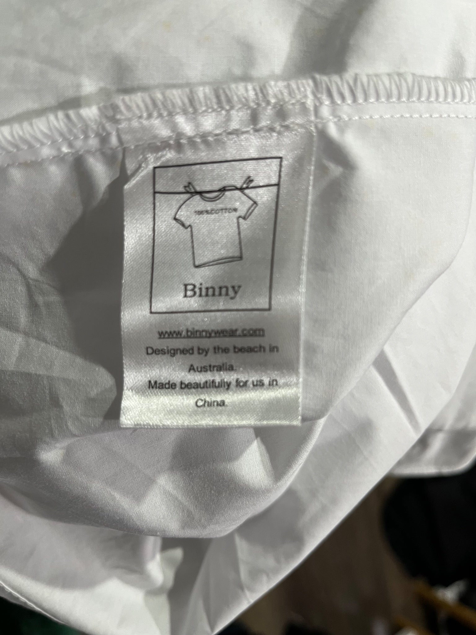 Binny White Cotton Shirt Dress With Black Striped Tie Detail Size 14 - Image 6