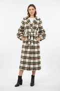 Sass Women's Plaid Longline Coat With Balloon Sleeves