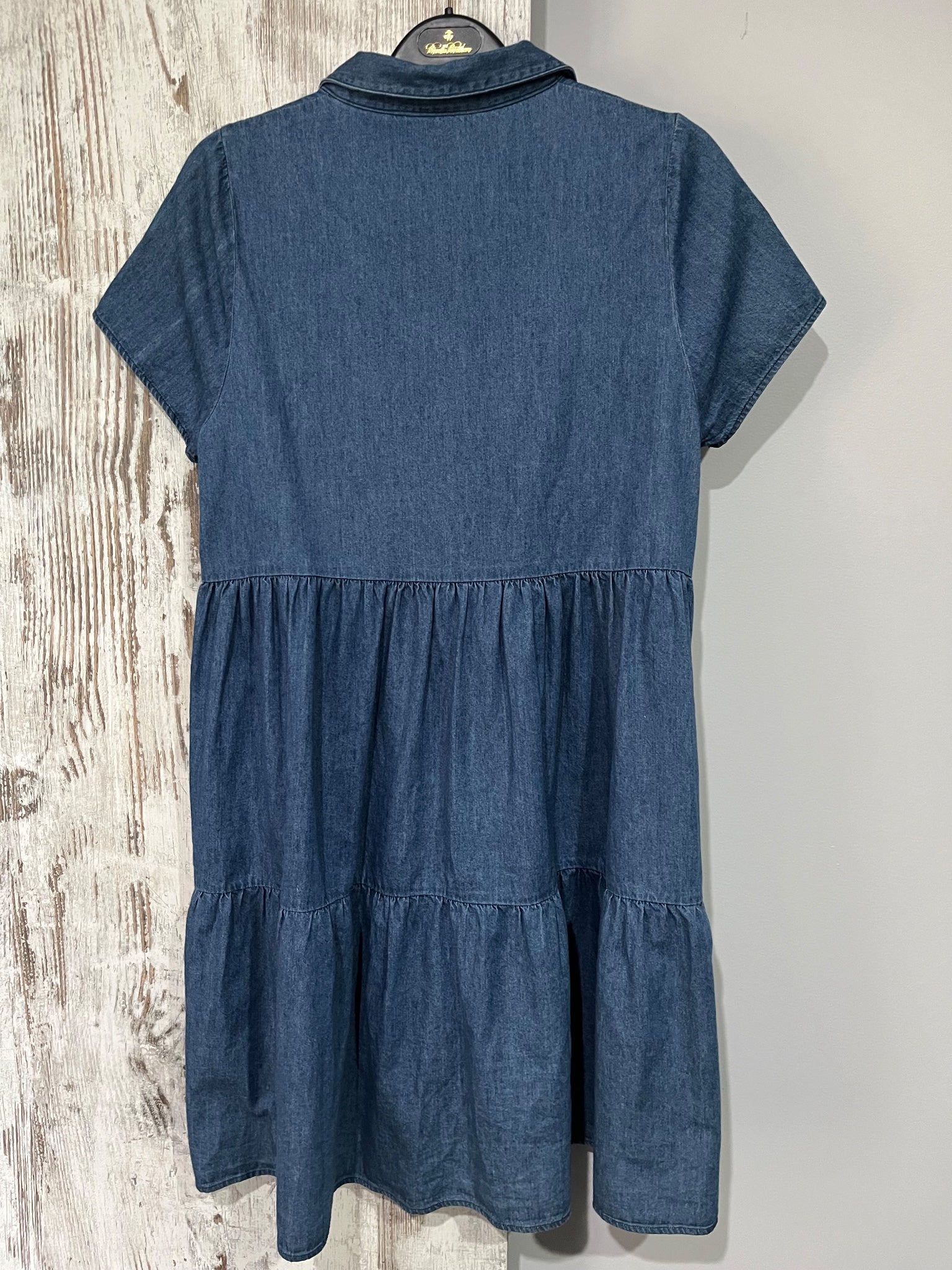 Alessandra Blue Denim Tiered Shirt Dress Size XS - Image 6