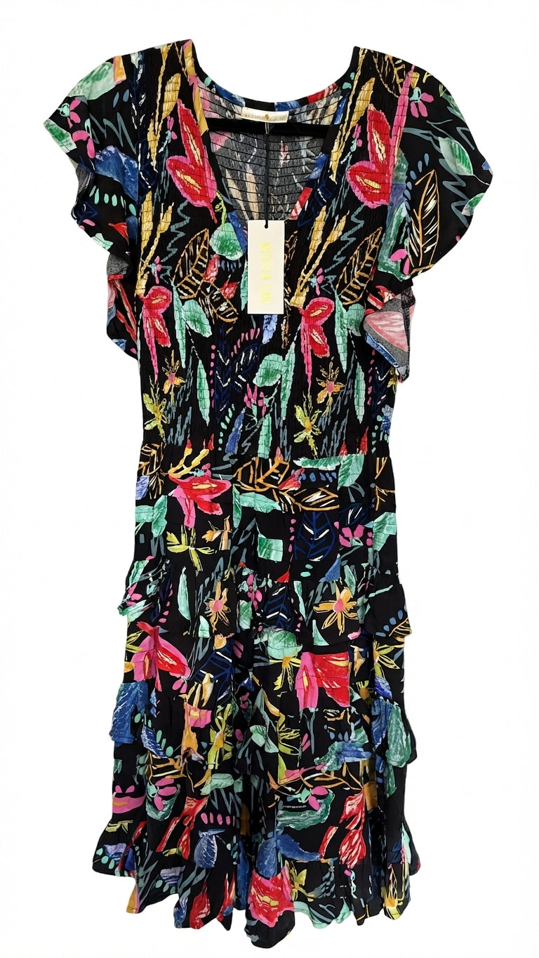 Natasha Gan Floral Print Ruffle Mini Dress - Image 1