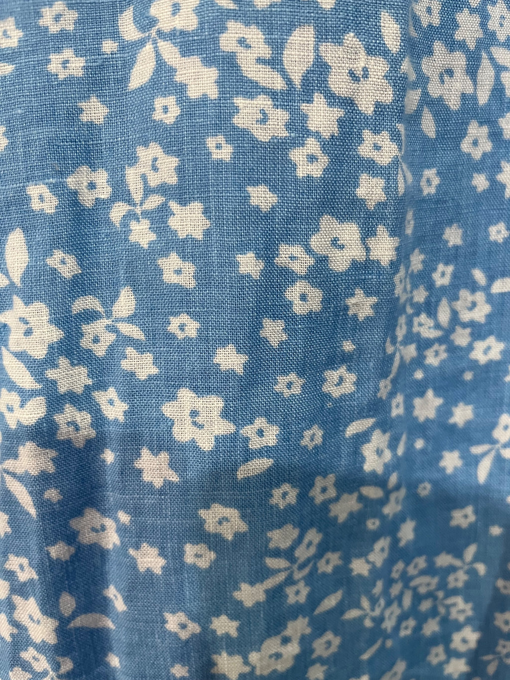 ALESSANDRA Blue Floral Linen Ruffle Sleeve Shift Dress M - Image 7