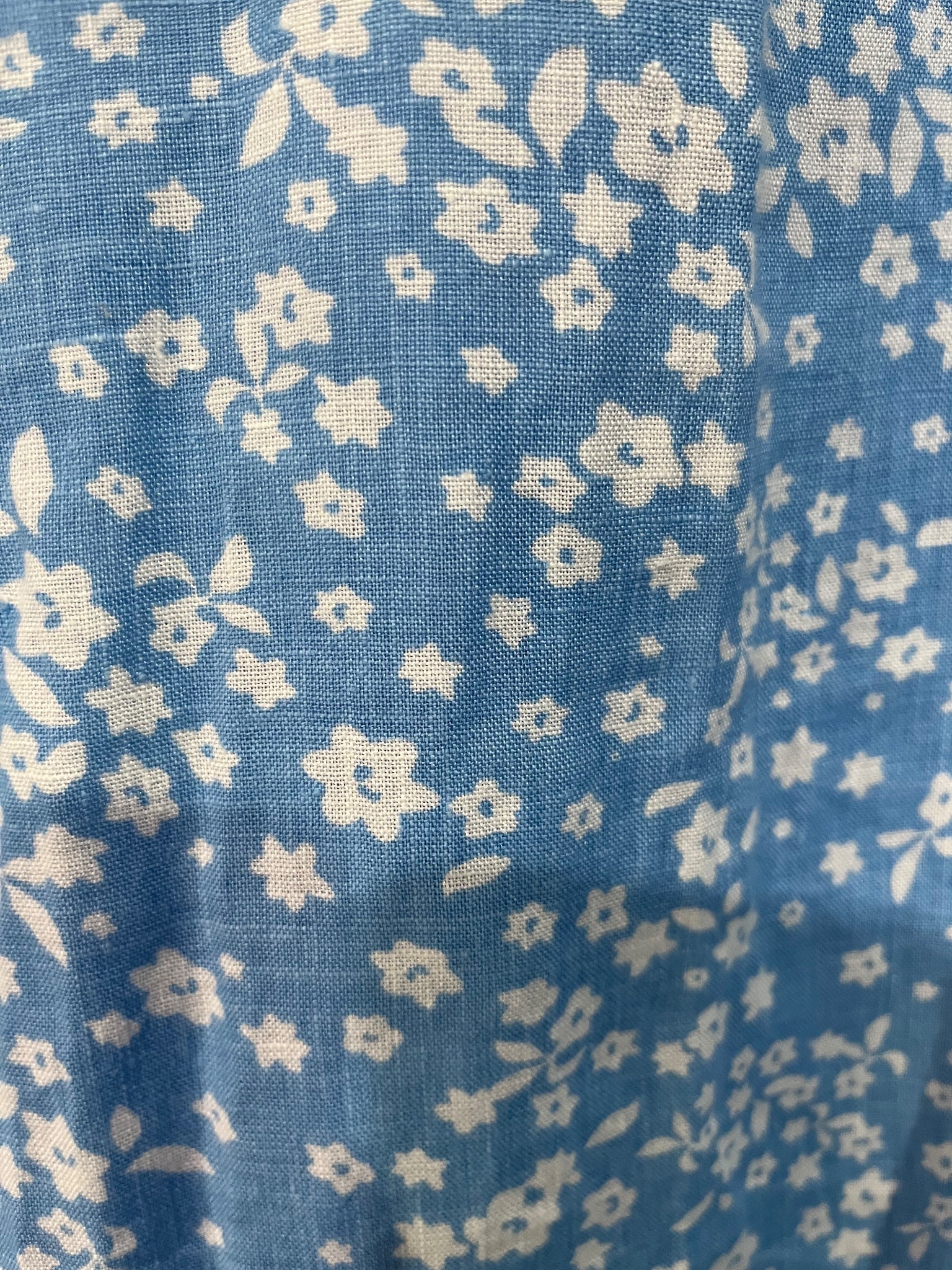 ALESSANDRA Blue Floral Linen Ruffle Sleeve Shift Dress M - Image 7