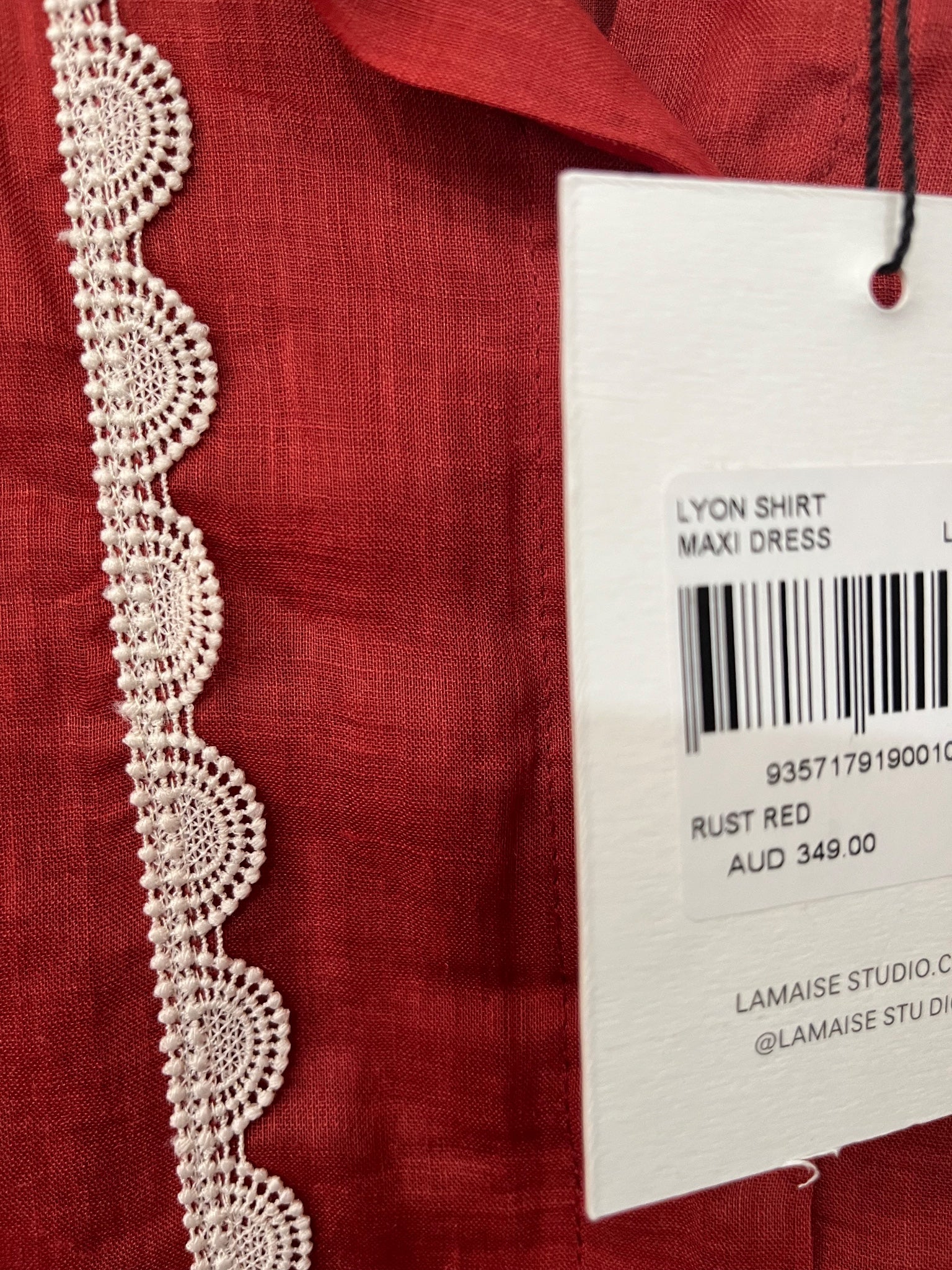 La Maise Studio Lyon Shirt Maxi Dress Rust Red Size L - Image 7