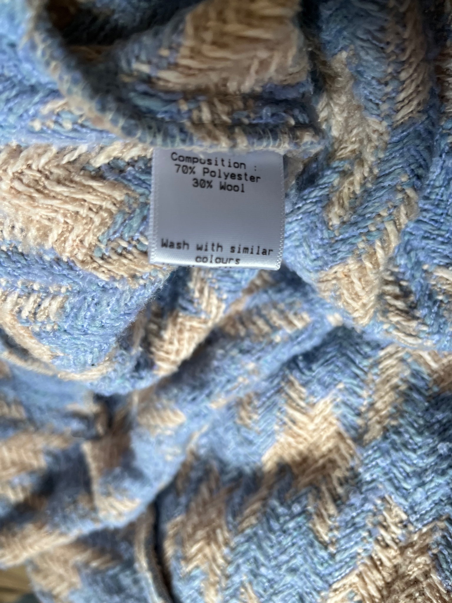 Storets Blue and Beige Houndstooth Cropped Jacket Size M - Image 7