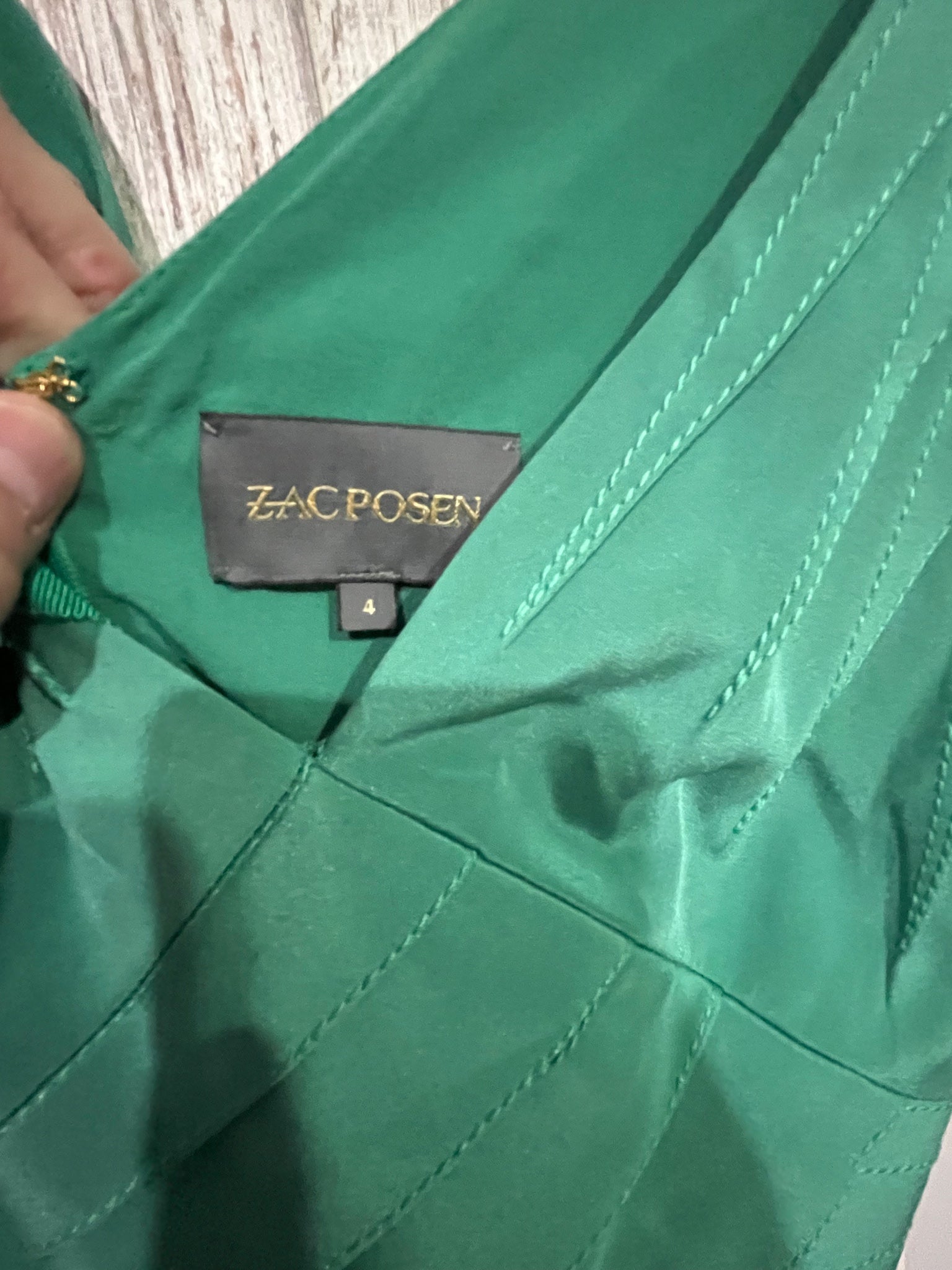 Zac Posen Green V-Neck Silk Gown Size us4/au8 - Image 7