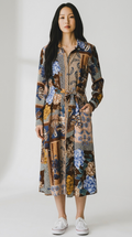 Talbots Mixed Print Long Sleeve Shirt Dress 8