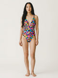 INFAMOUS Neon Leopard Print One-Piece Swimsuit Large