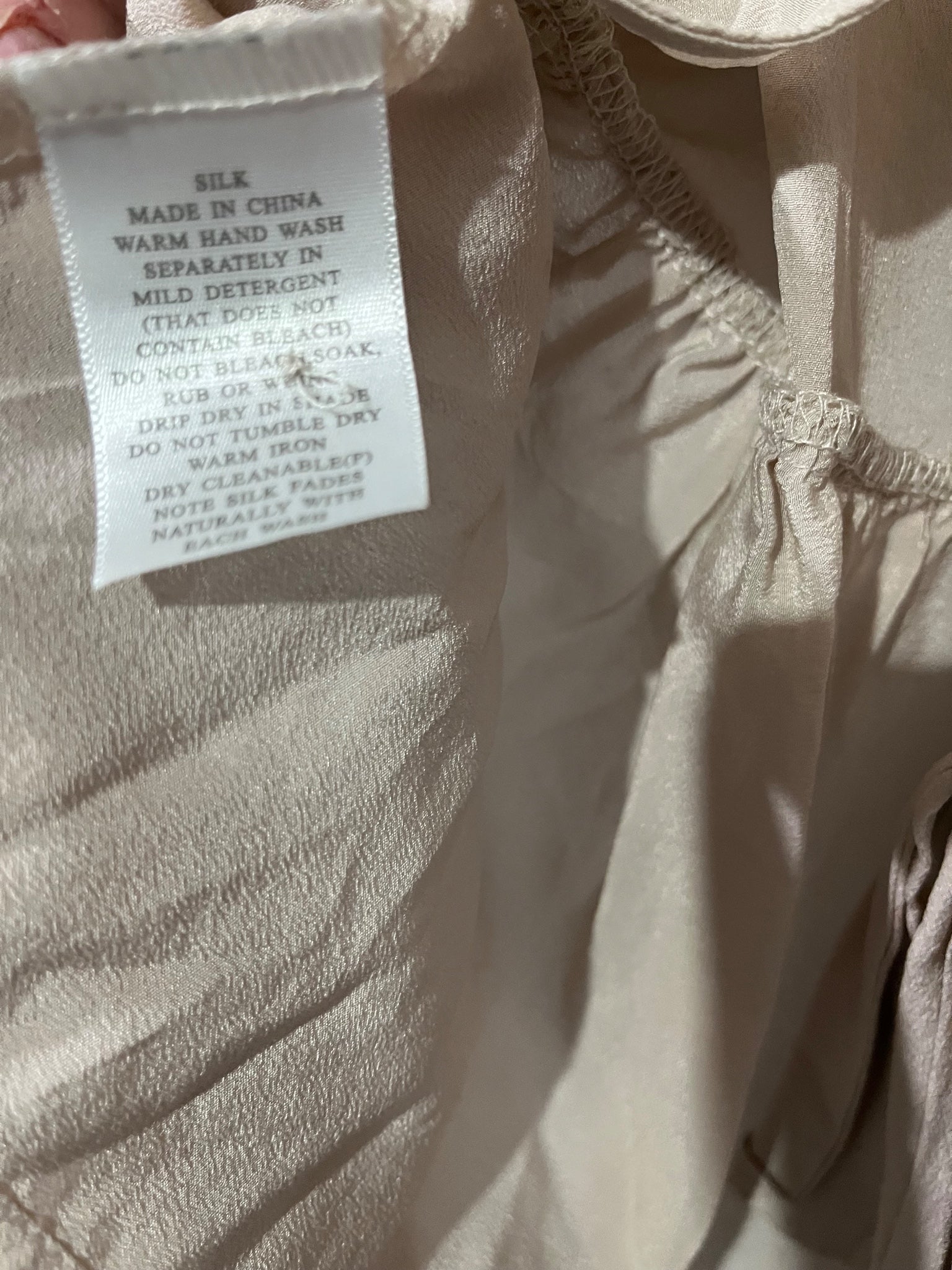 M.A. Dainty Silk Sleeveless Ruffle Hem Tunic Top Beige Size 8 - Image 8