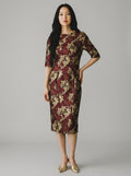 Lavee Clara V-Tie Back Boat Neck Wisteria Lamé Dress RRP $740