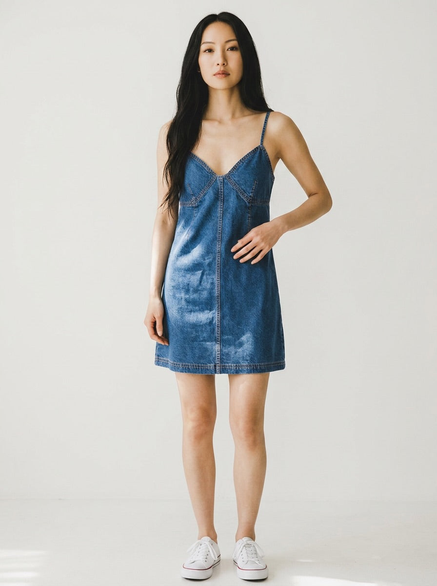 Billabong Indigo Skies Denim Cami Mini Dress Size 12 RRP $100