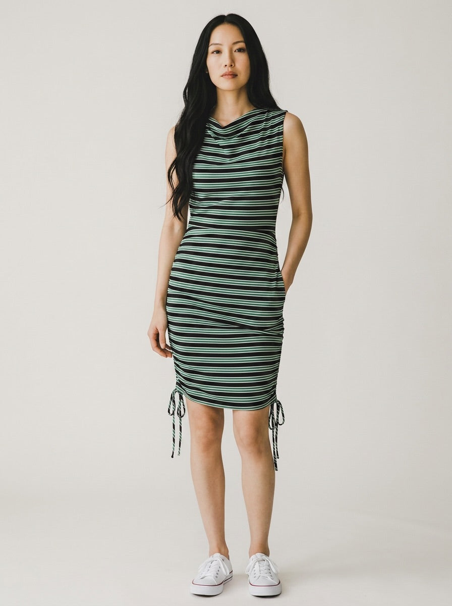 Lioness Original Sin Mini Dress Striped Cowl Neck