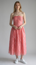 Tussah Pink Floral Jacquard Strapless Midi Dress Size 8
