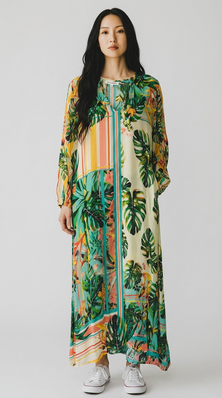 Hammock & Vine Tropical Leaf Print Kimono Cover-Up Size 10