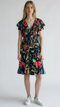 Natasha Gan Floral Print Ruffle Mini Dress