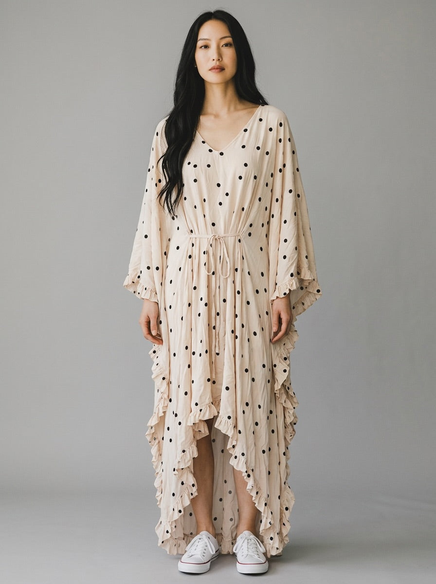 From Zion Holiday Kaftan Windborne Polka Dot Dress S/M