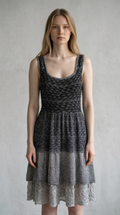 Sabatini Black and Grey Ombre Tiered Knit Sleeveless Dress Size S
