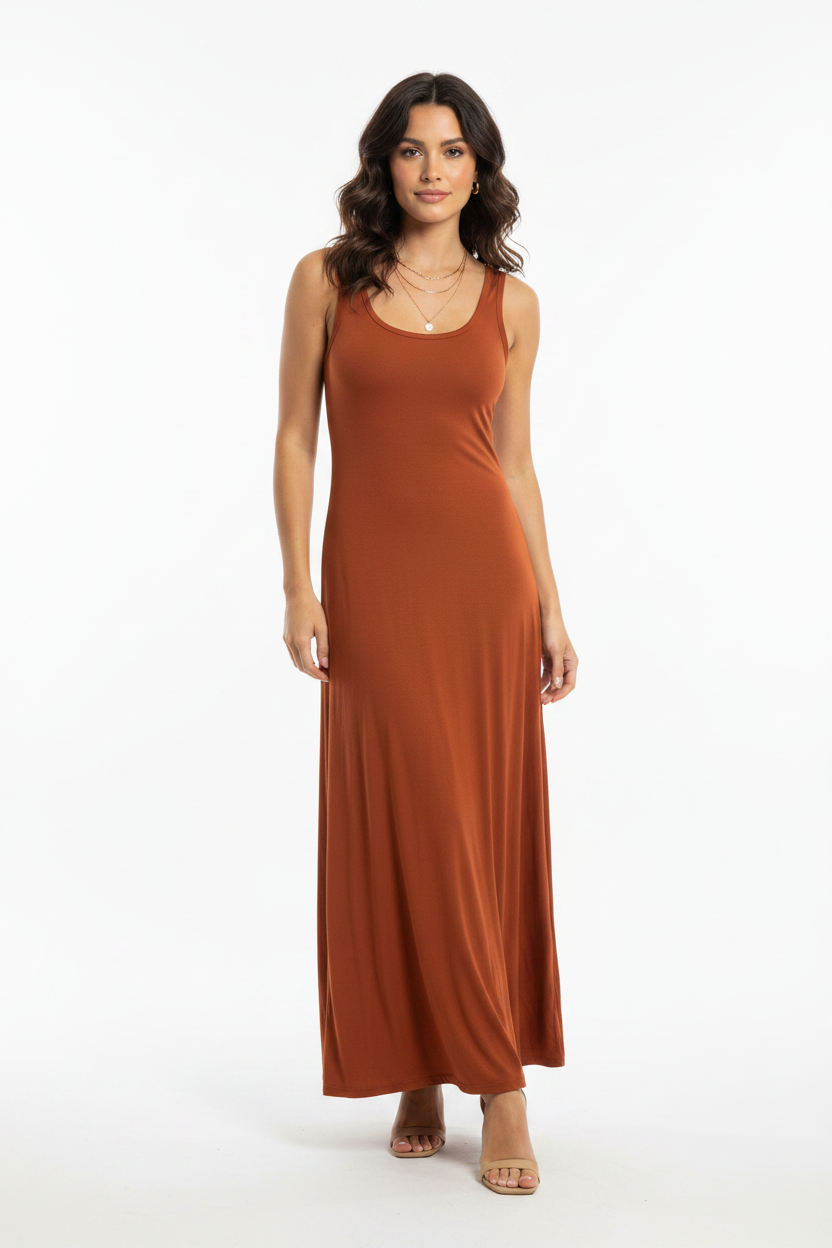 POSSE Rust Orange Sleeveless Maxi Dress RRP $400
