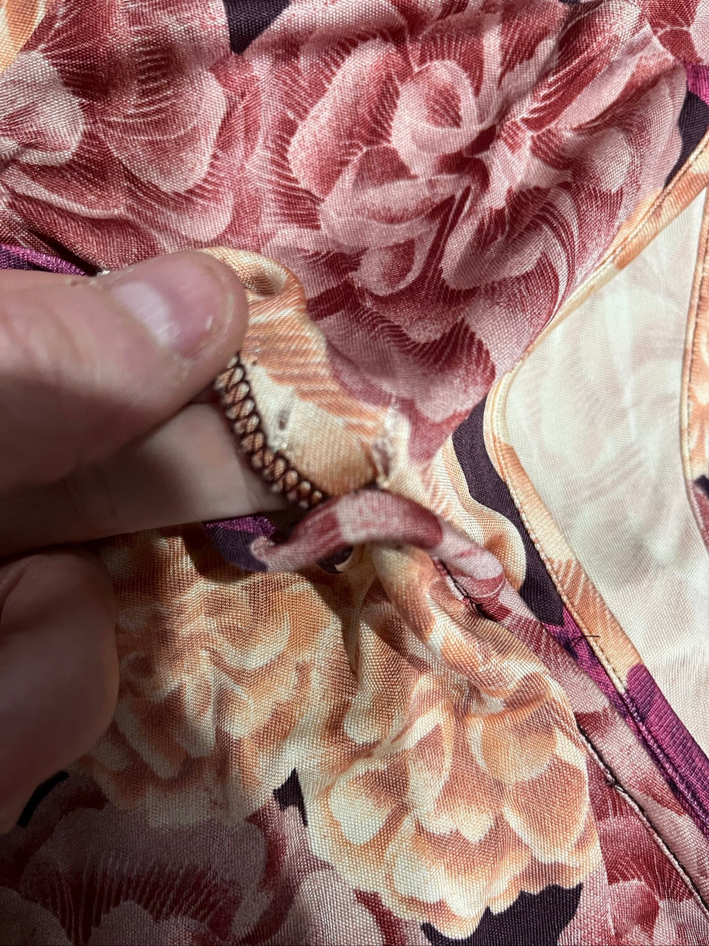 KOOKAÏ sleeveless mini dress pink purple beige large floral print asymmetrical neckline
