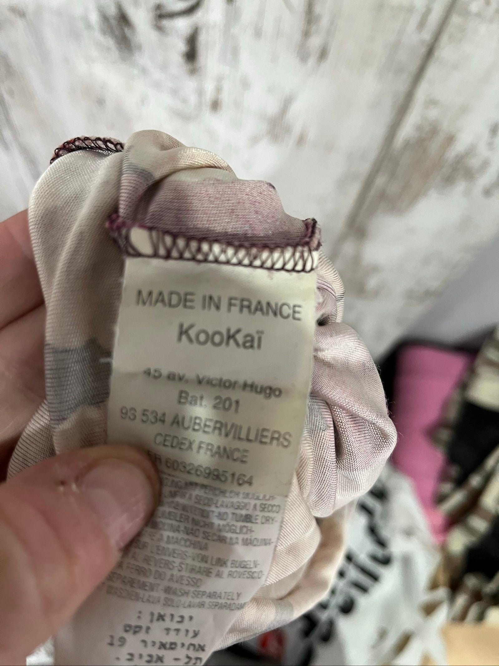 KOOKAÏ sleeveless mini dress pink purple beige large floral print asymmetrical neckline
