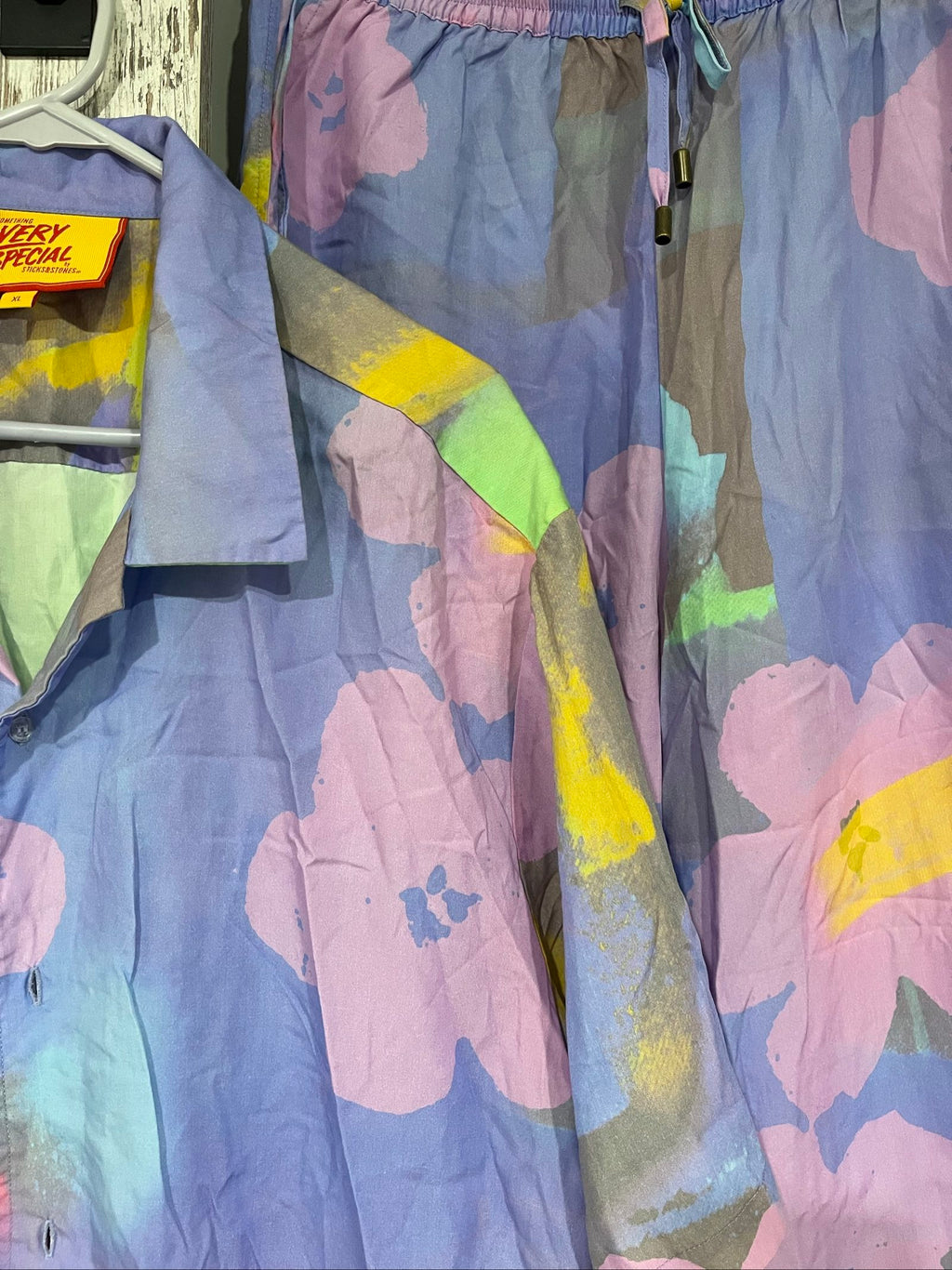 Something Very Special pink purple yellow floral lyocell shirt and pants set