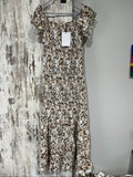 MLM casual long sleeve dress multi-coloured leopard print smocked bodice flowing hem