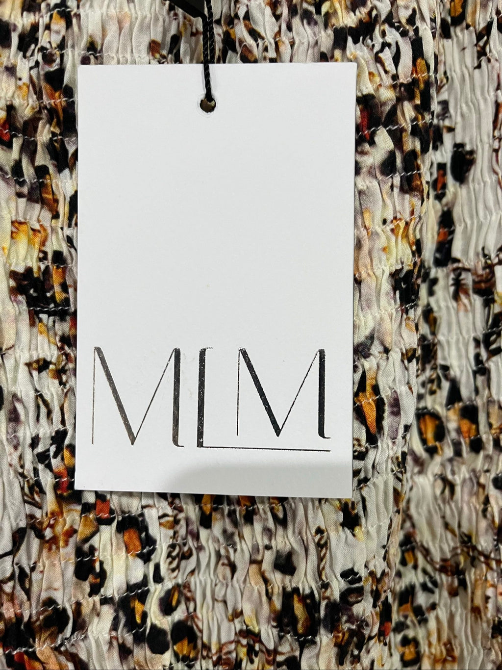 MLM casual long sleeve dress multi-coloured leopard print smocked bodice flowing hem