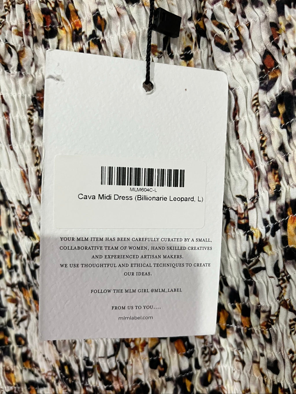 MLM casual long sleeve dress multi-coloured leopard print smocked bodice flowing hem