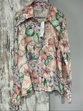Alexandra Calafeteanu floral shirt green lilac pink large floral pattern soft fabric