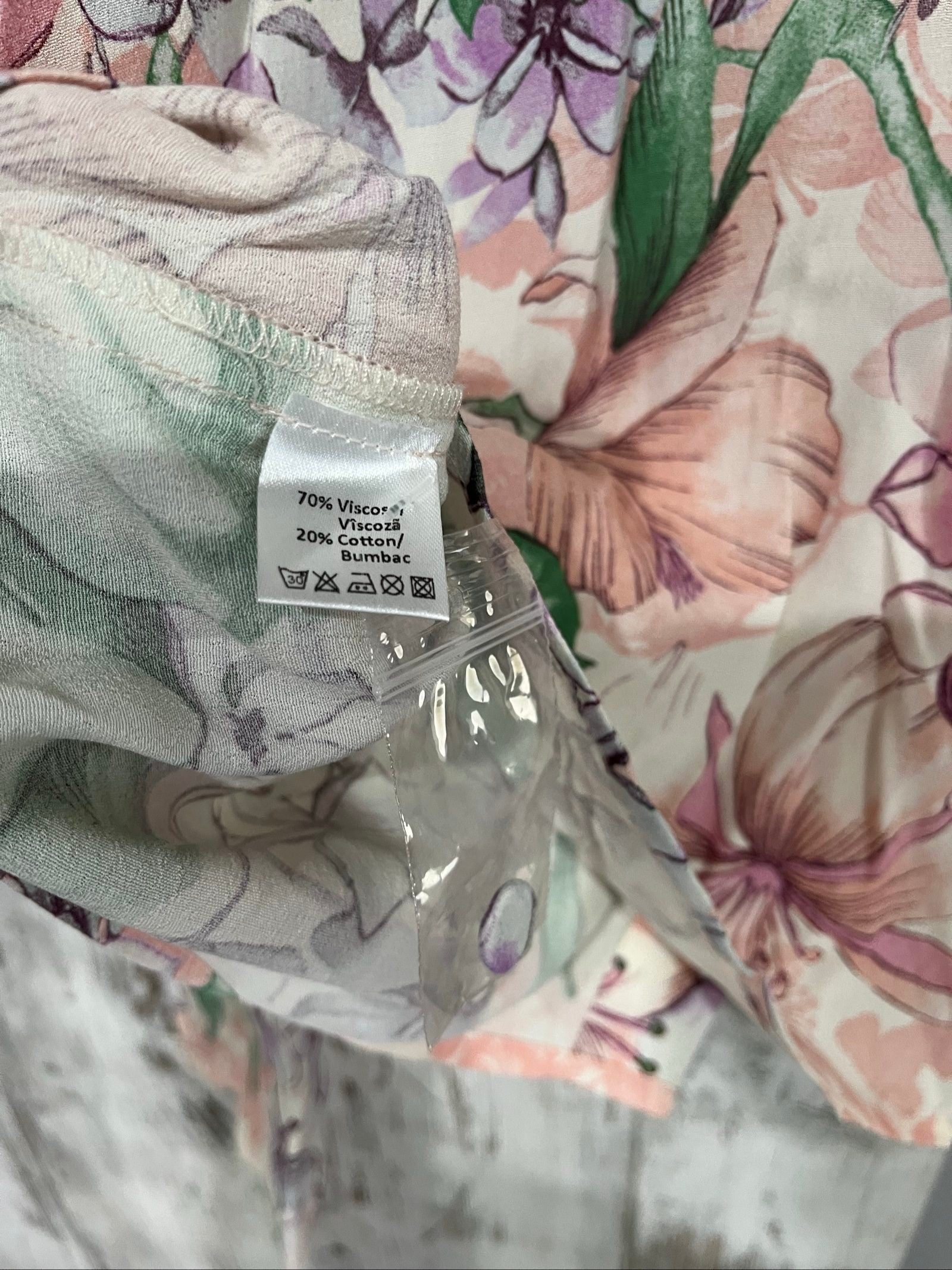 Alexandra Calafeteanu floral shirt green lilac pink large floral pattern soft fabric