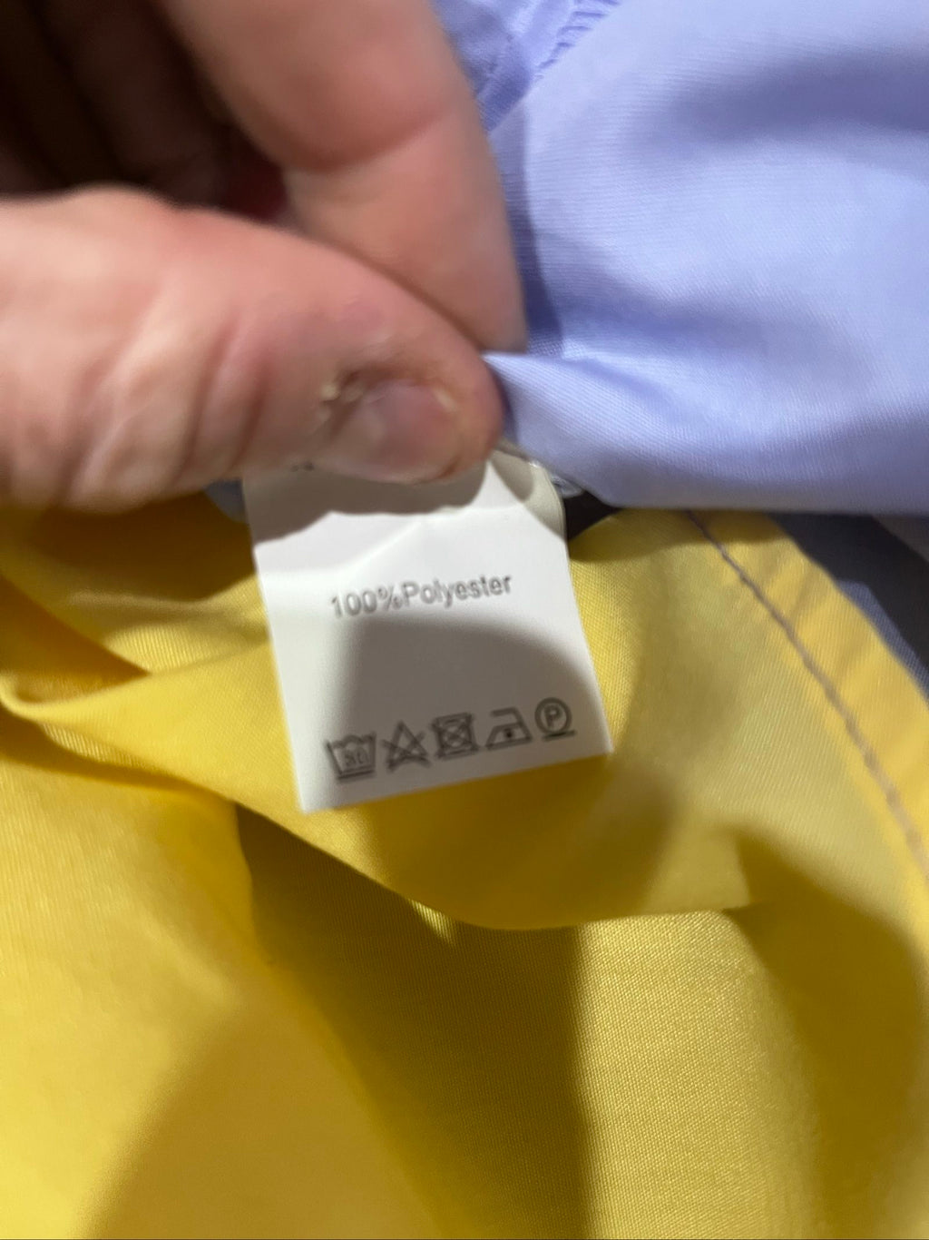 DEA colour block shirt blue and yellow with buttoned chest pocket and collar.