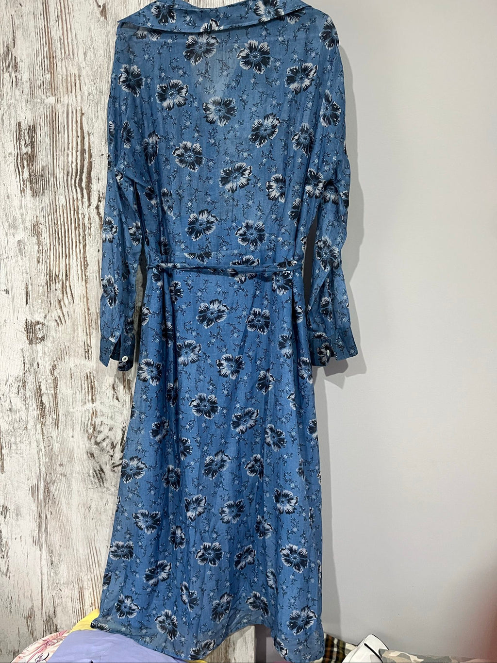 Massimo Alba blue floral dress cotton silk blend with belt and tags, made in Italy.
