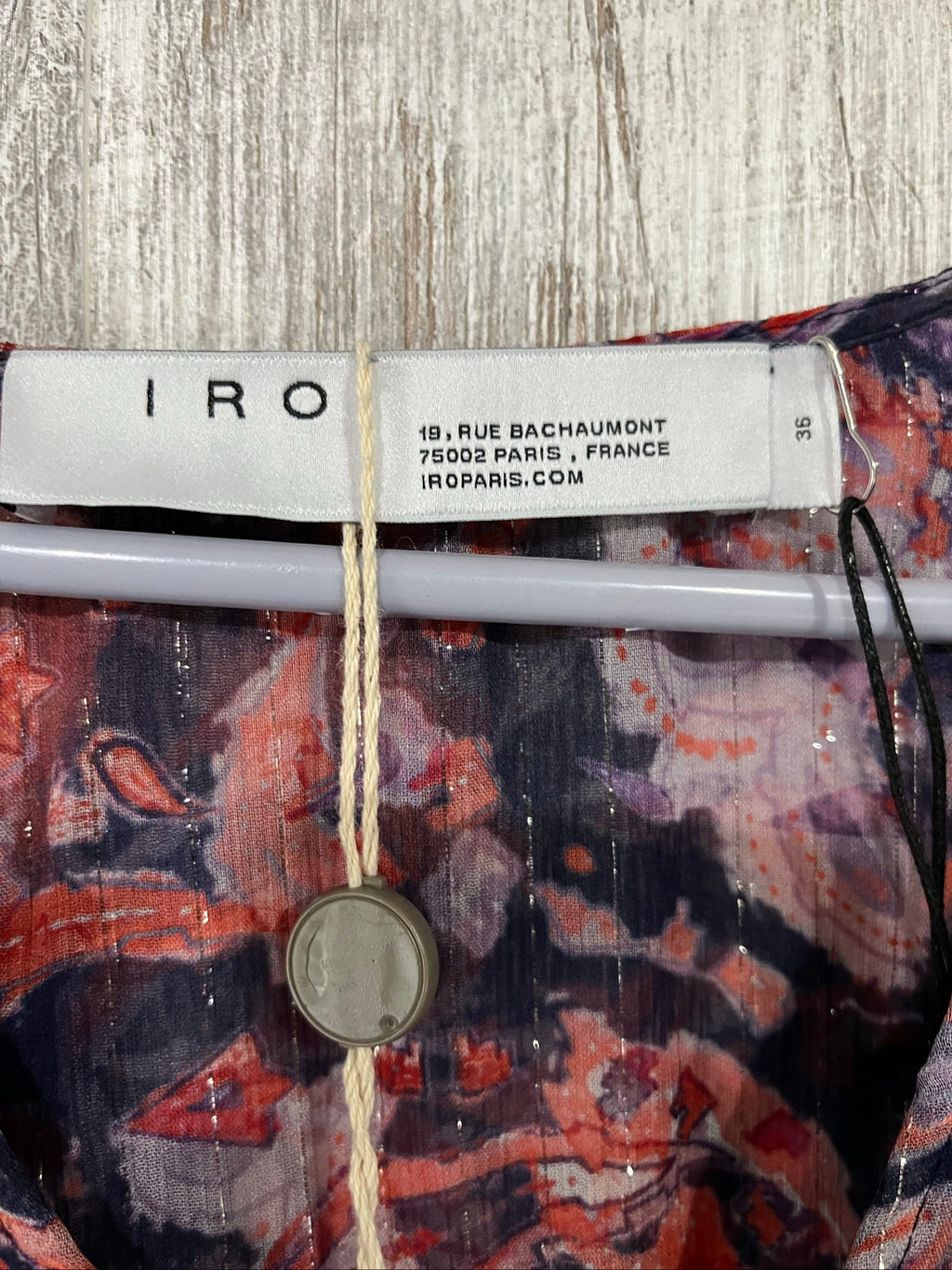 IRO sheer blouse multicolour floral print with v-neck, gathered waist, and silk material.