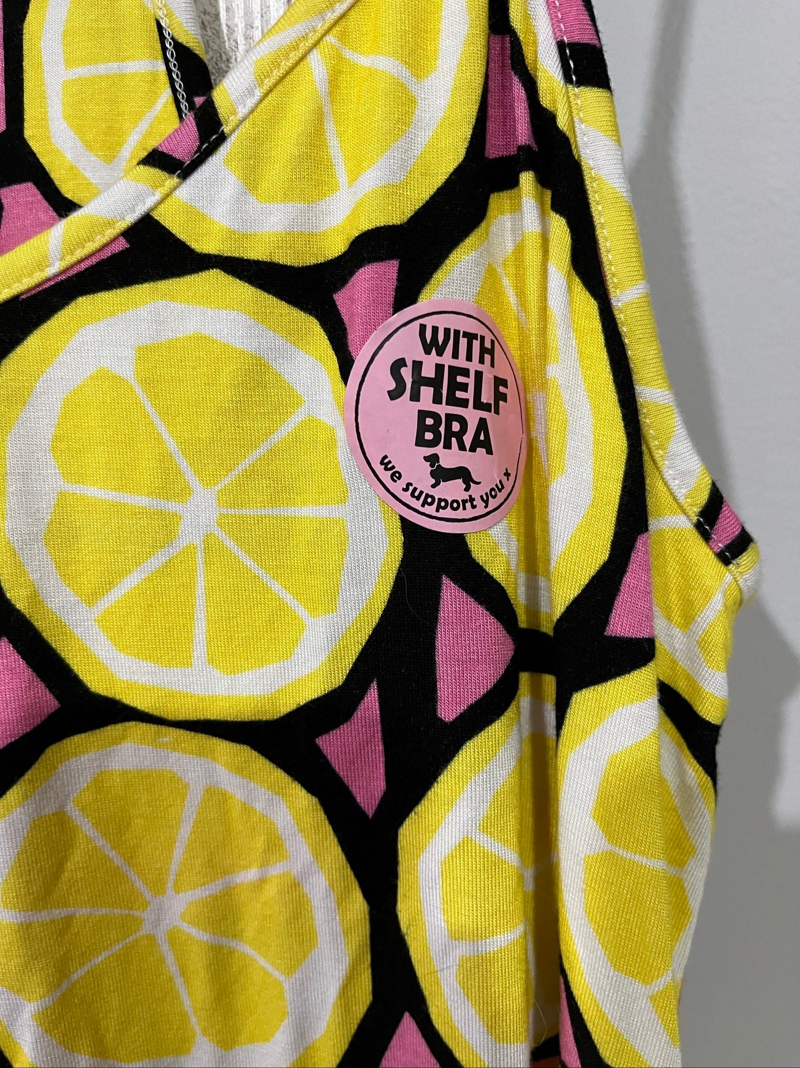 Peter Alexander multi-colour cami top with vibrant yellow lemon print, bamboo blend fabric.