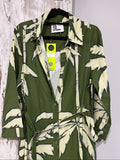 WE ARE THE OTHERS olive maxi dress with cream palm print, button-down style, cotton fabric.