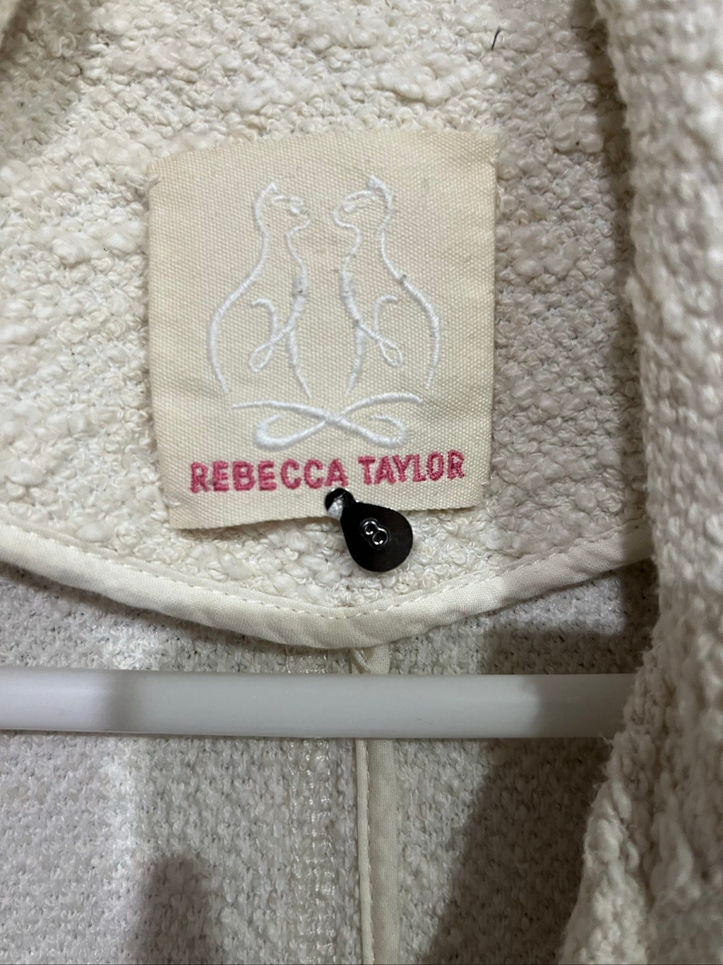 Rebecca Taylor beige jacket textured fabric cropped fit with zippers and structured collar.