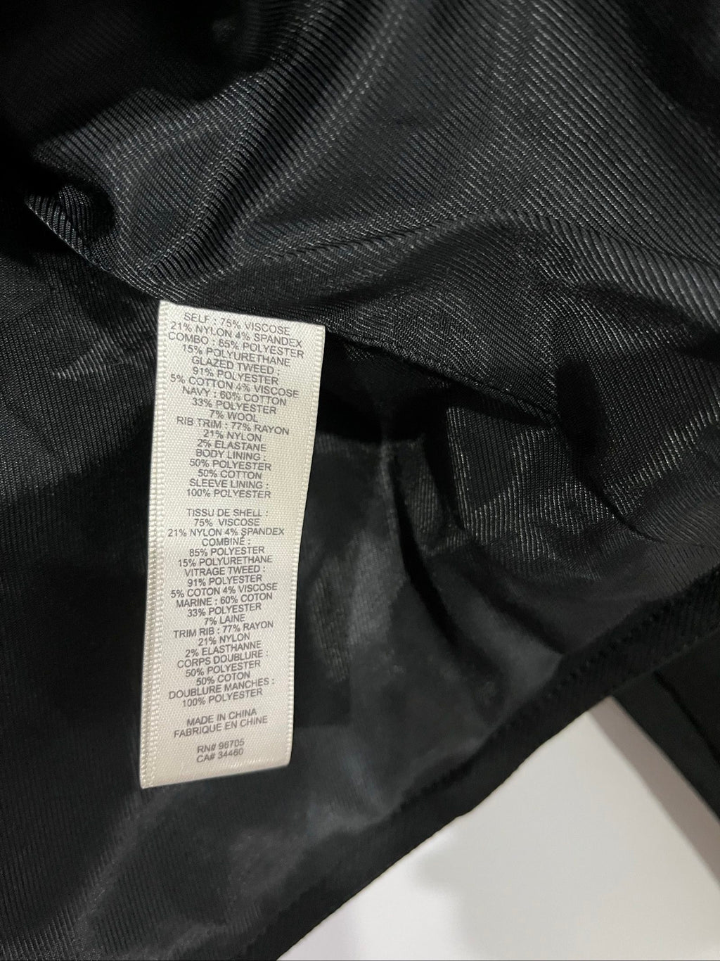 Rebecca Taylor navy and black biker jacket, mixed media, quilted faux leather accents, zippered pockets.