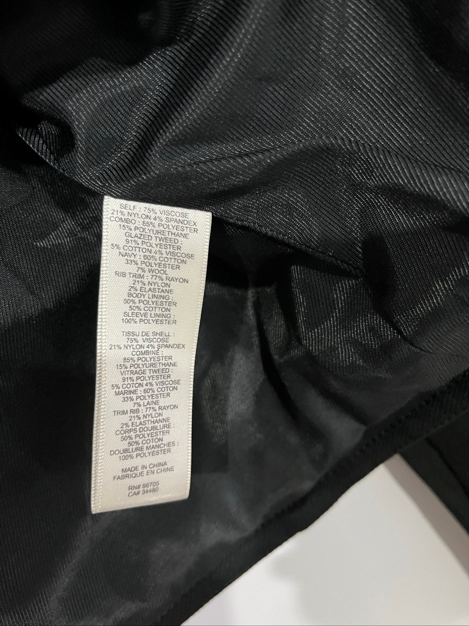 Rebecca Taylor navy and black biker jacket, mixed media, quilted faux leather accents, zippered pockets.