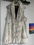 alice + olivia beige faux fur sleeveless vest with quilted black lining and side pockets